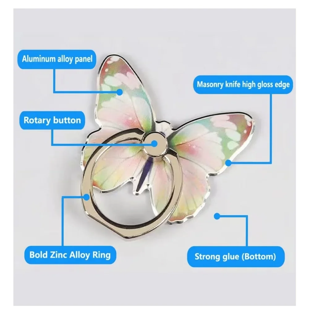 Cellphone Butterfly Ring Holder Rotates 360 Degrees,‎ Cellphone Stand Phone Grip